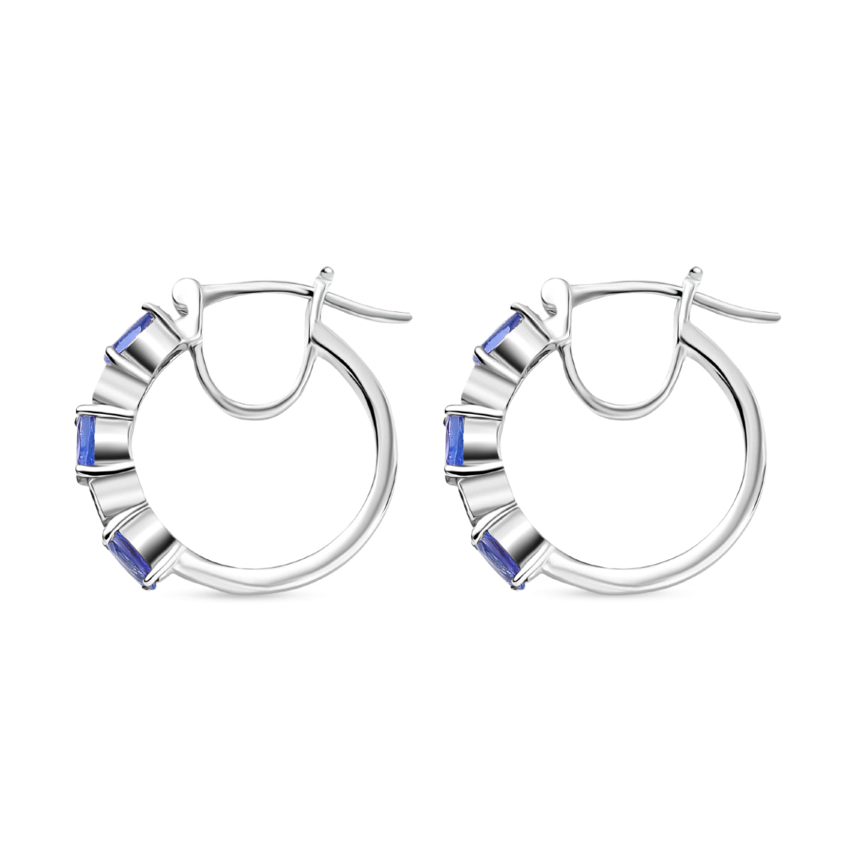 D'Joy Tansanit, Moissanit Ohrringe 925 Silber rhodiniert ca. 1,51 ct.