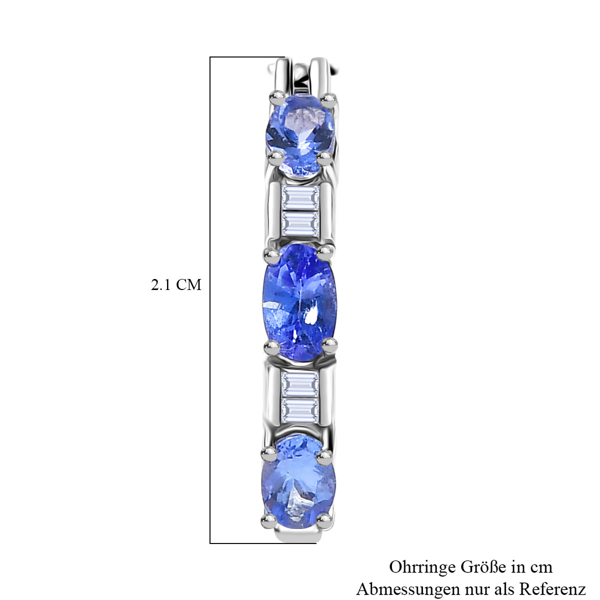 D'Joy Tansanit, Moissanit Ohrringe 925 Silber rhodiniert ca. 1,51 ct.