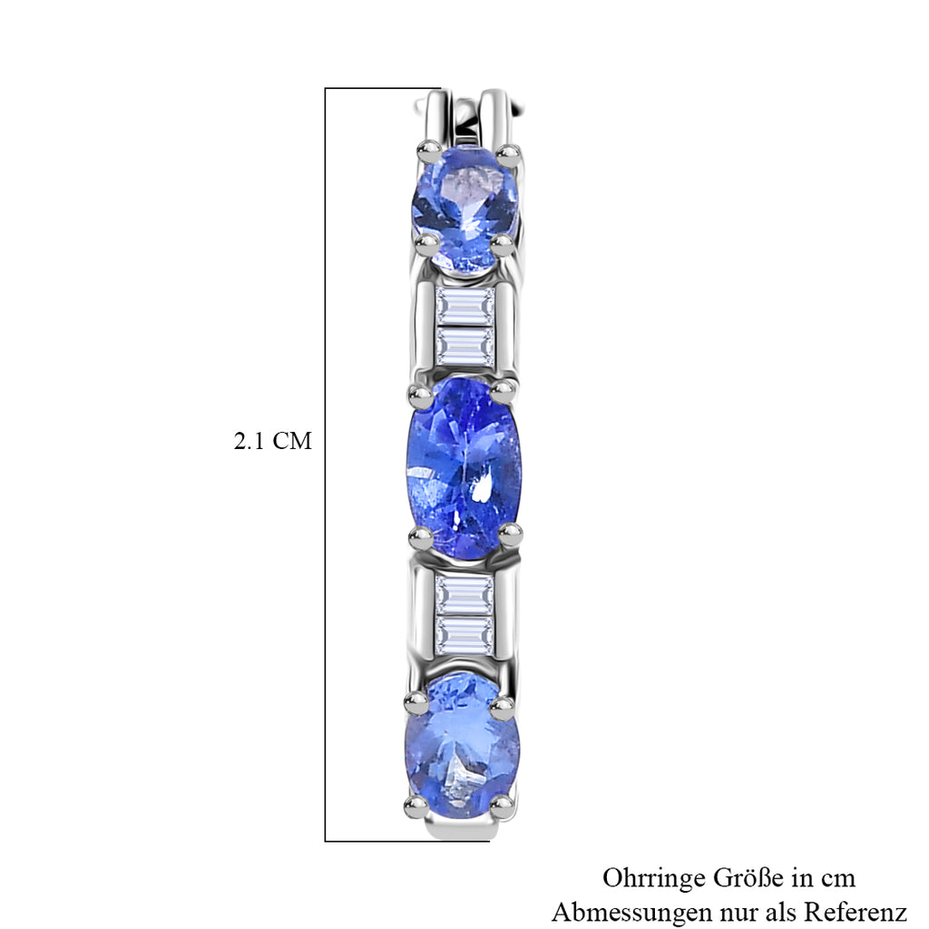 D'Joy Tansanit, Moissanit Ohrringe 925 Silber rhodiniert ca. 1,51 ct.