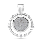 D'Joy Muonionalusta Meteorit, Weißer Zirkon Anhänger 925 Silber rhodiniert ca. 13.34 ct