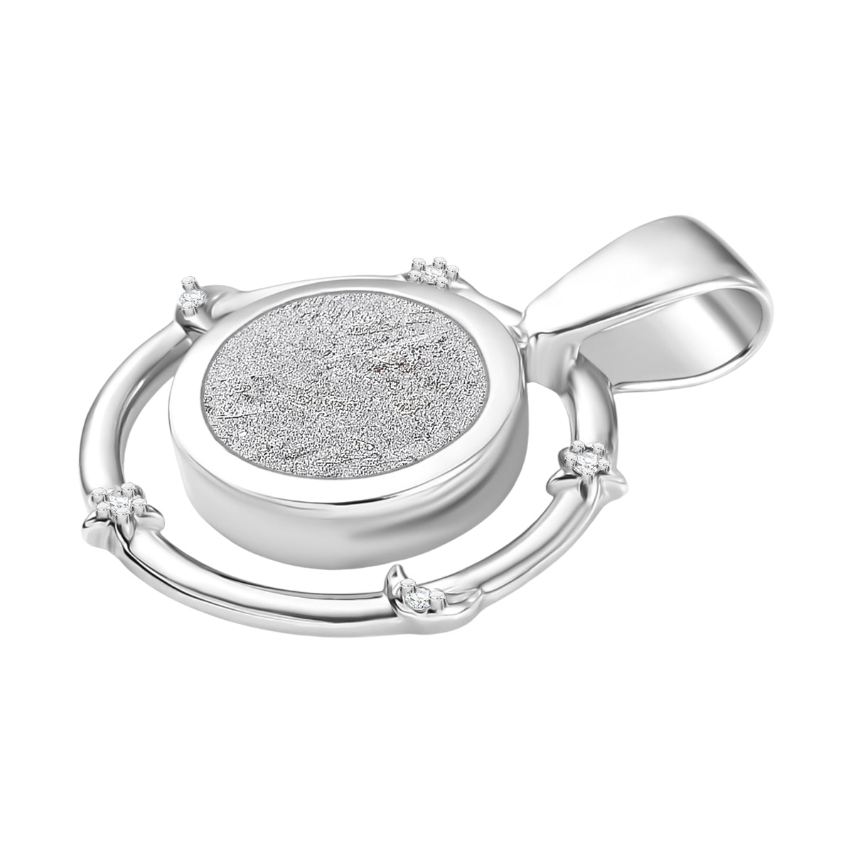 D'Joy Muonionalusta Meteorit, Weißer Zirkon Anhänger 925 Silber rhodiniert ca. 13.34 ct