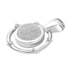 D'Joy Muonionalusta Meteorit, Weißer Zirkon Anhänger 925 Silber rhodiniert ca. 13.34 ct