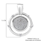 D'Joy Muonionalusta Meteorit, Weißer Zirkon Anhänger 925 Silber rhodiniert ca. 13.34 ct