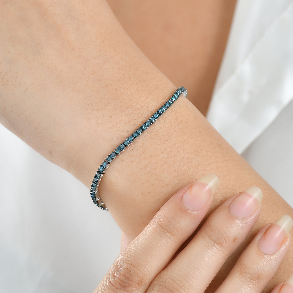 CULLINAN-MINE - Blauer Diamant Armband ca. 19 cm 925 Silber rhodiniert ca. 3.00 ct