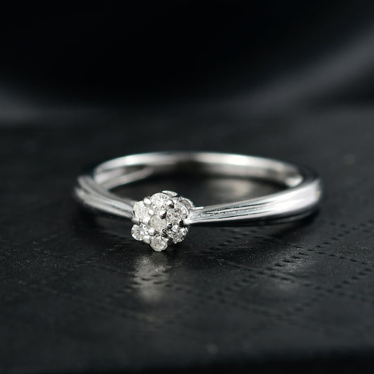 D'Joy Weißer Diamant Ring 925 Silber rhodiniert (Größe 20.00) ca. 0,10 ct