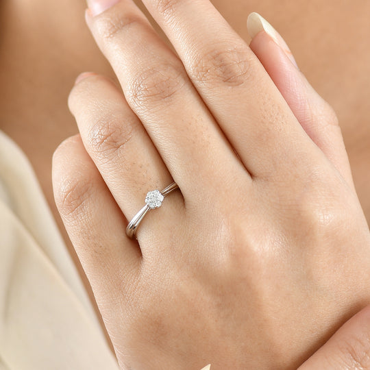 D'Joy Weißer Diamant Ring 925 Silber rhodiniert (Größe 20.00) ca. 0,10 ct