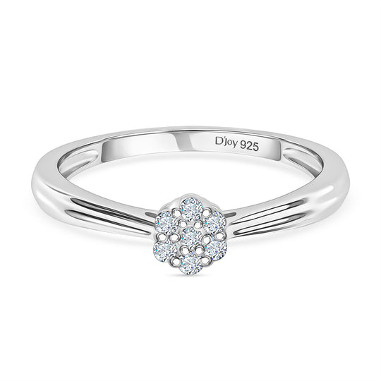 D'Joy Weißer Diamant Ring 925 Silber rhodiniert (Größe 20.00) ca. 0,10 ct