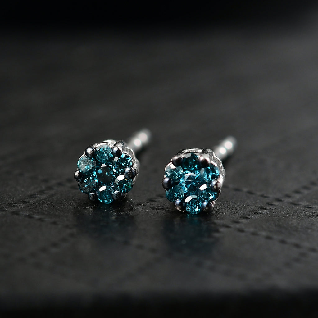 CULLINAN-MINE - Blauer Diamant Ohrringe 925 Silber rhodiniert ca. 0.15 ct