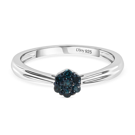 CULLINAN-MINE - Blauer Diamant Ring 925 Silber rhodiniert (Größe 21.00) ca. 0.10 ct
