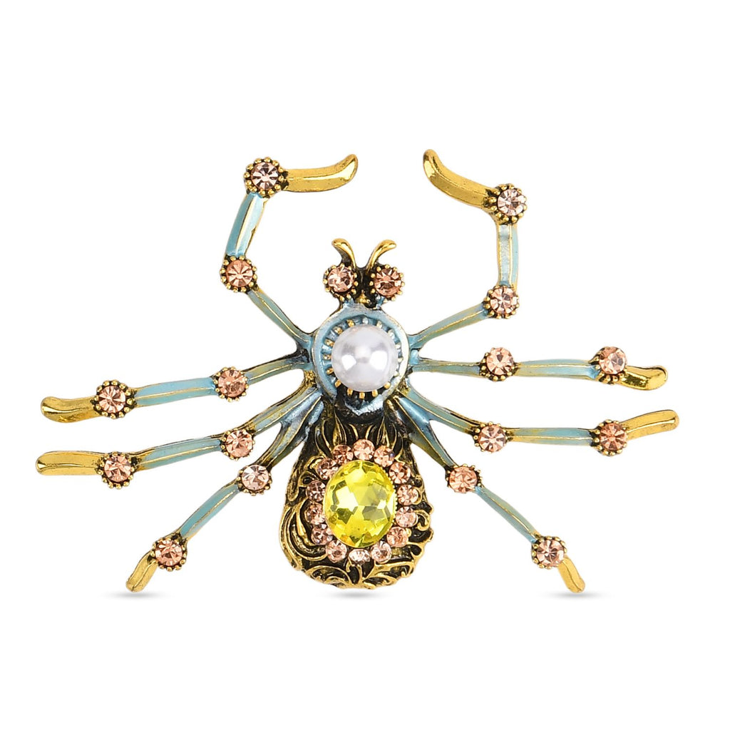 Gelber Kristall, Kunststoff Perle Brosche Antikes Gold