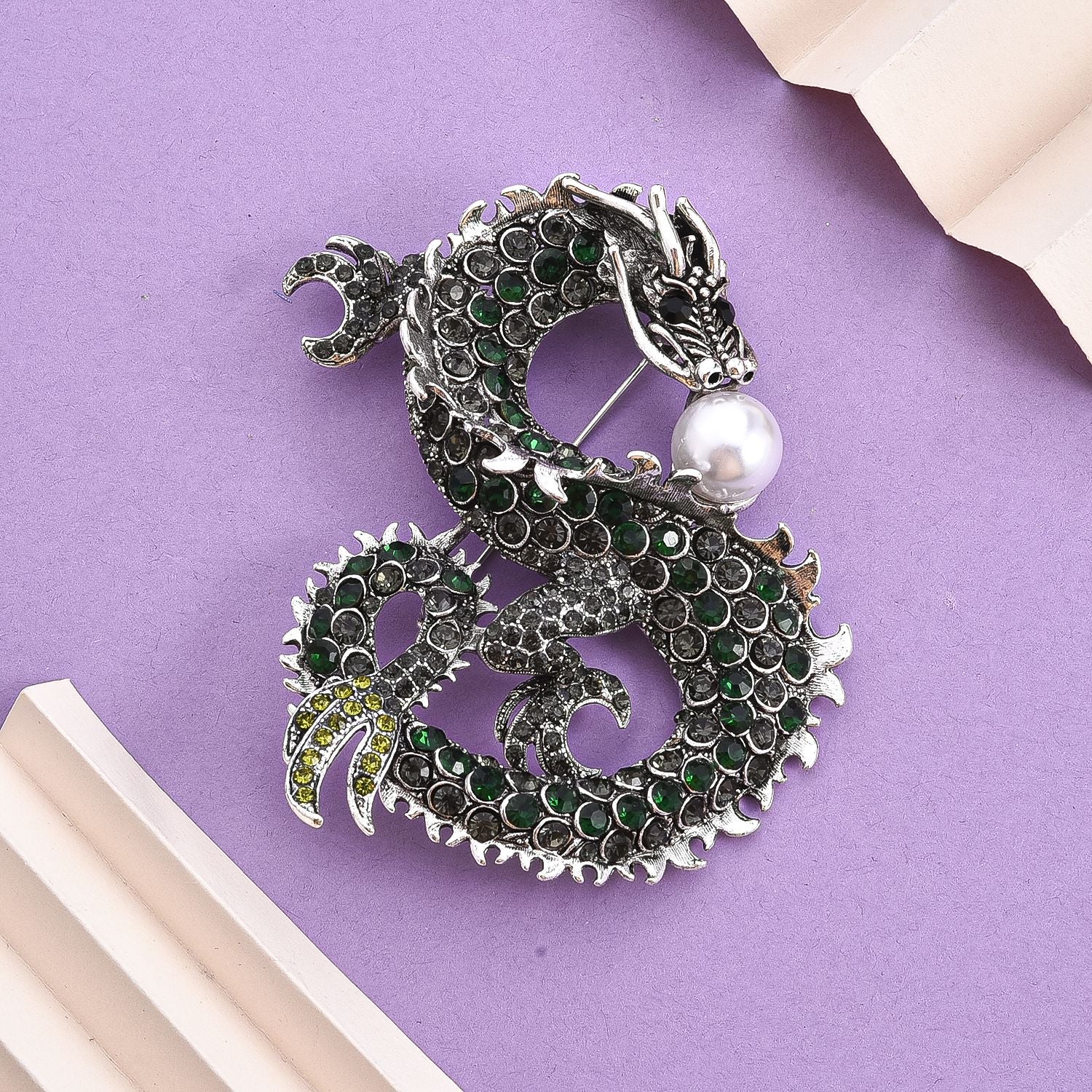 Kunststoff Perle, Mehrfarbiger Kristall Brosche Antik-silber-Plattierung