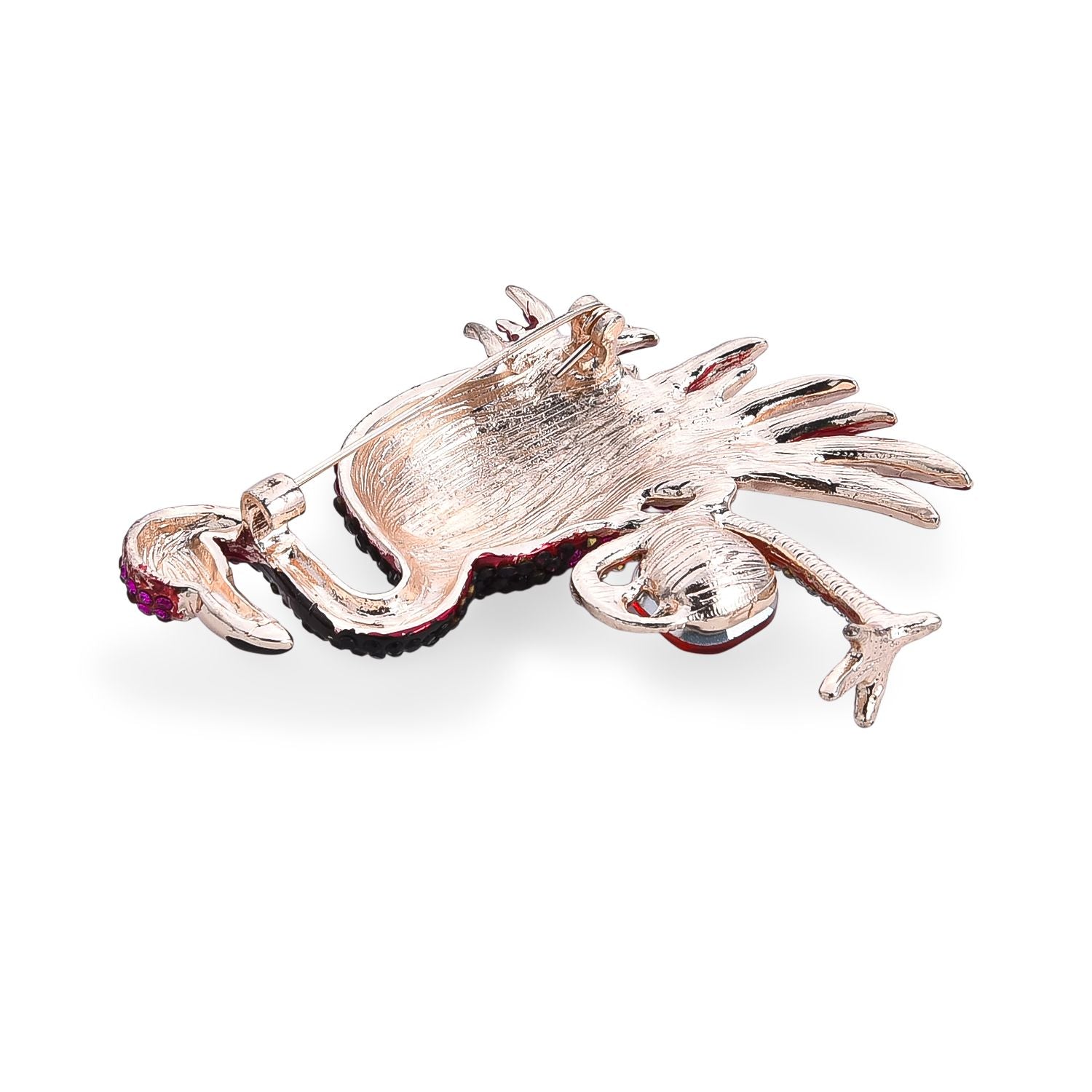 Flamingo Mehrfarbiger Kristall Brosche Rose