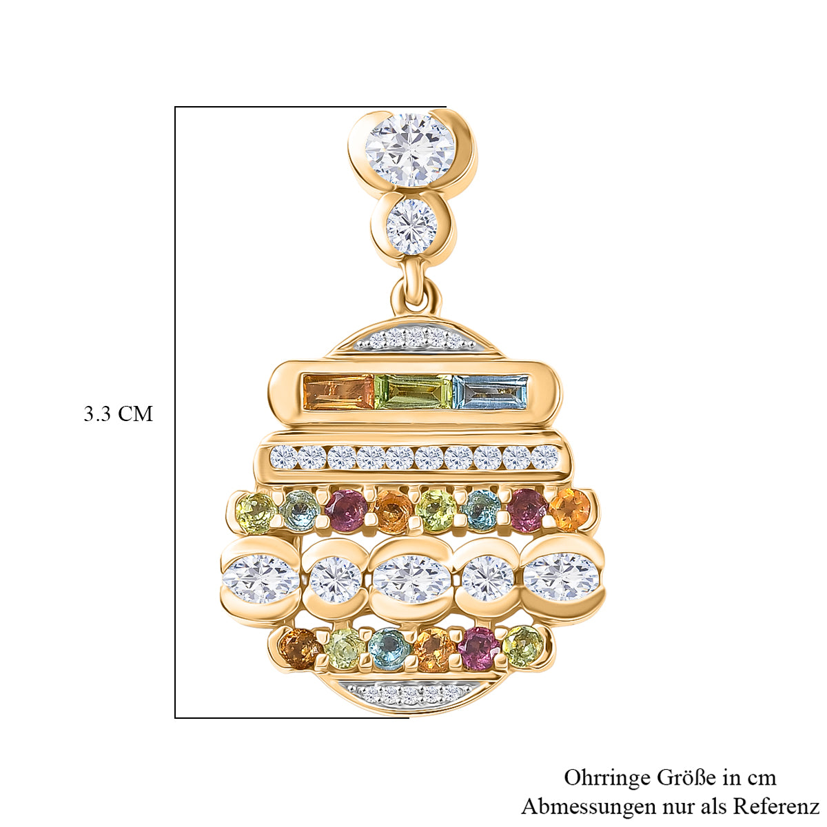 GP - Weißer Zirkon Ohrringe 925 Silber 750 Gelbgold Vermeil ca. 5,90 ct.
