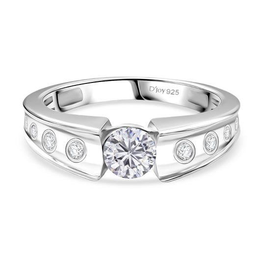 D'Joy Moissanit Ring 925 Silber platiniert (Größe 17.00) ca. 0,59 ct