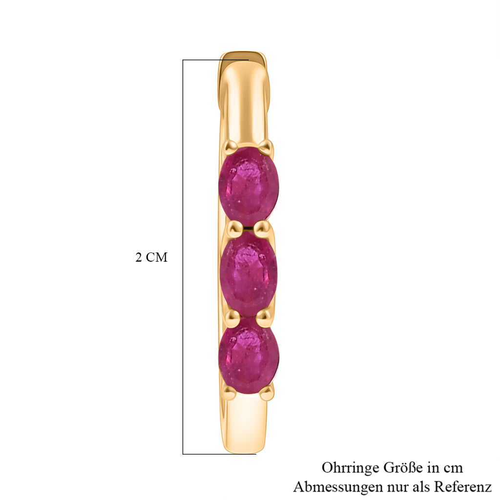 D'Joy AA Afrikanischer Rubin (Fissure gefüllt) Ohrringe 925 Silber 750 Gelb Vergoldet ca. 1.64 ct