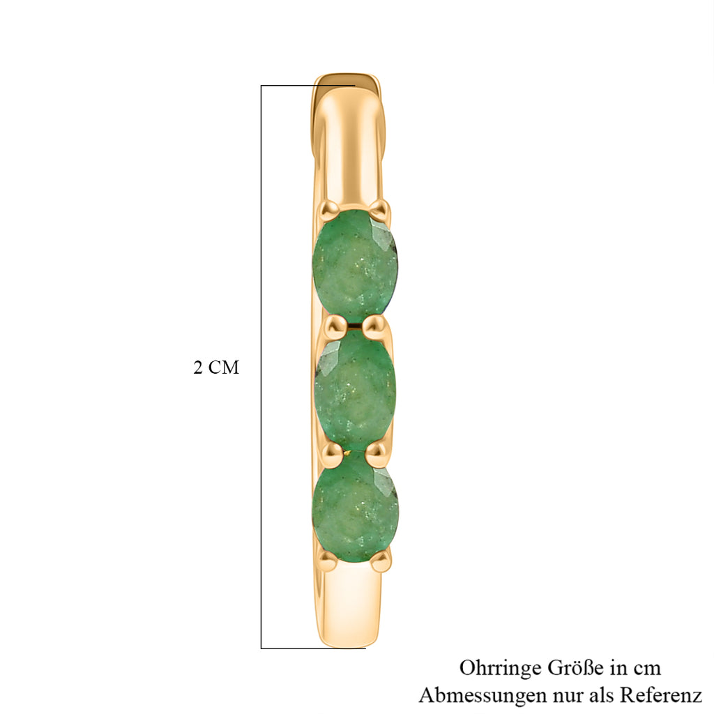 D'Joy AA Smaragd Ohrringe 925 Silber 750 Gelb Vergoldet ca. 0.98 ct