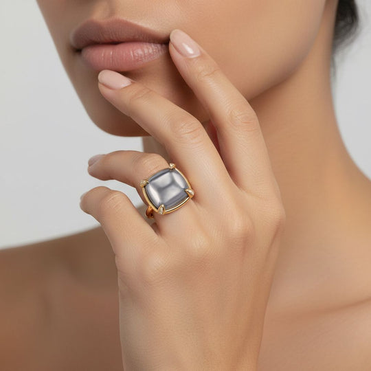 Terahertz Ring Nickelfreies Messing vergoldet (Größe 17.00) ca. 10.00 ct