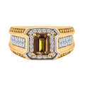 D'Joy Natürlicher goldener Tansanit, Weißer Zirkon Ring 925 Silber 750 Gelbgold Vermeil (Größe 19.00) ca. 1,68 ct
