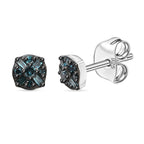 D'Joy Blauer Diamant Ohrringe 925 Silber rhodiniert ca. 0.15 ct