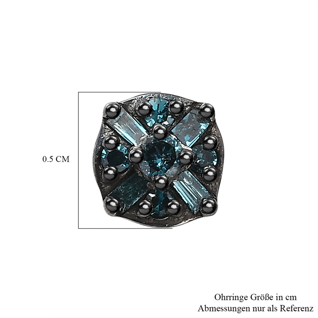 D'Joy Blauer Diamant Ohrringe 925 Silber rhodiniert ca. 0.15 ct