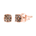 D'Joy Natürlicher Champagner Diamant Ohrringe 925 Silber 750 Roségold Vermeil ca. 0.15 ct