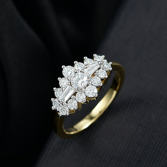 LUXURIANT DIAMOND - Lab Grown Diamant SI-GH SGL zertifiziert Ring 925 Silber 750 Gelbgold Vermeil (Größe 19.00) ca. 1.00 ct