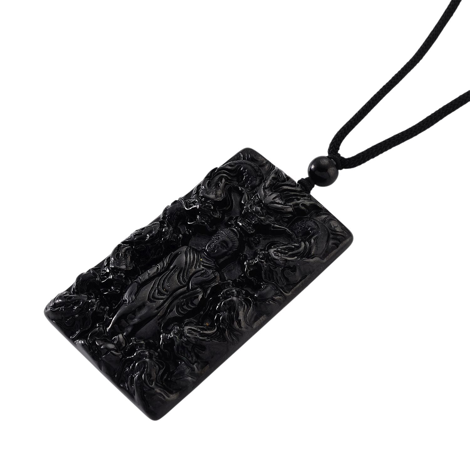 Majestätischer Wächter - Schwarzer Jadeit-Buddha Halskette Flexibles cm ca. 125.00 ct