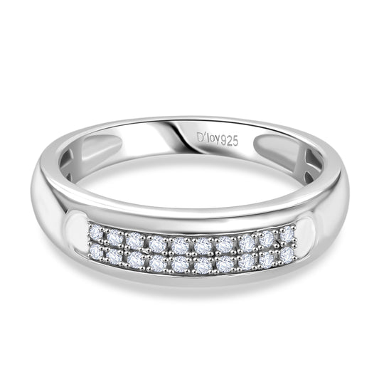 D'Joy Weißer Diamant Ring 925 Silber 750 Gelbgold Vermeil (Größe 21.00) ca. 0,10 ct