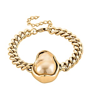 Goldene Muschelkernperle Armband ca. 19 cm 316L Edelstahl Ion-Gelbbeschichtung