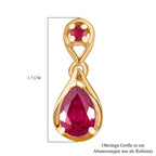 D'Joy Afrikanischer Rubin (Fissure gefüllt) Ohrringe 925 Silber 750 Gelb Vergoldet ca. 2.18 ct