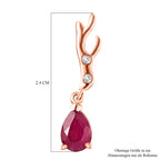 D'Joy Afrikanischer Rubin (Fissure gefüllt), Weißer Zirkon Ohrringe 925 Silber 750 rosévergoldet ca. 2.06 ct