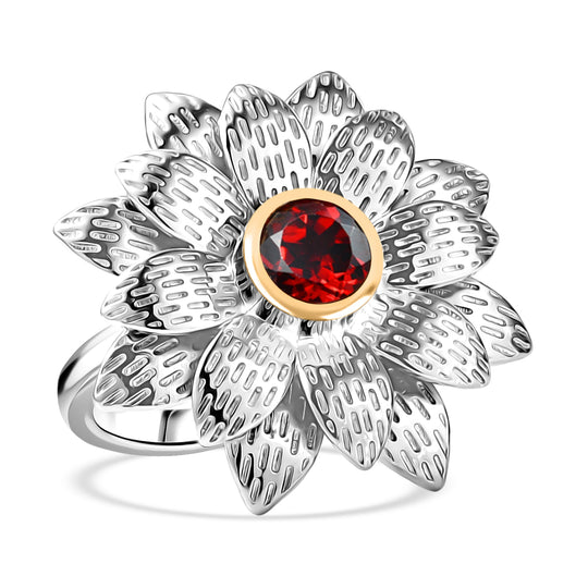 EVER TRUE Roter Granat Ring Nickelfreies Messing platiniert und vergoldet (Größe 17.00) ca. 1,00 ct