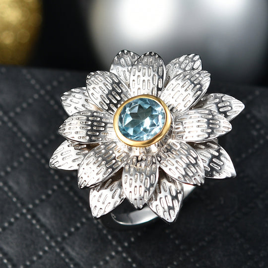 EVER TRUE Himmelblauer Topas Ring Nickelfreies Messing platiniert und vergoldet (Größe 19.00) ca. 1,04 ct