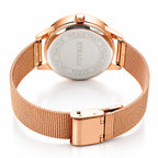 STRADA Uhr mit Murano Stil Glas Besatz, PC21S japanisches Uhrwerk, Edelstahl, Rot, Roségoldfarben