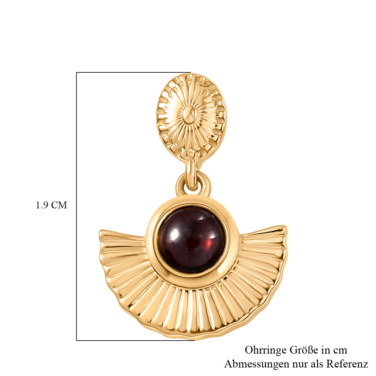EVER TRUE AA Roter Granat Ohrringe Nickelfreies Messing, goldfarben, ca. 1,10 ct.