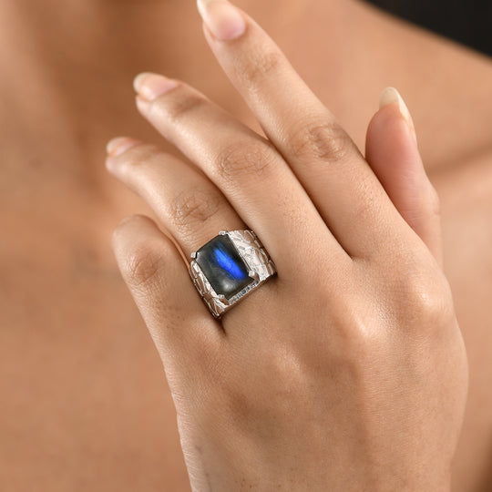 EVER TRUE AAA Labradorit Ring Nickelfreies Messing (Größe 17.00) ca. 7,93 ct