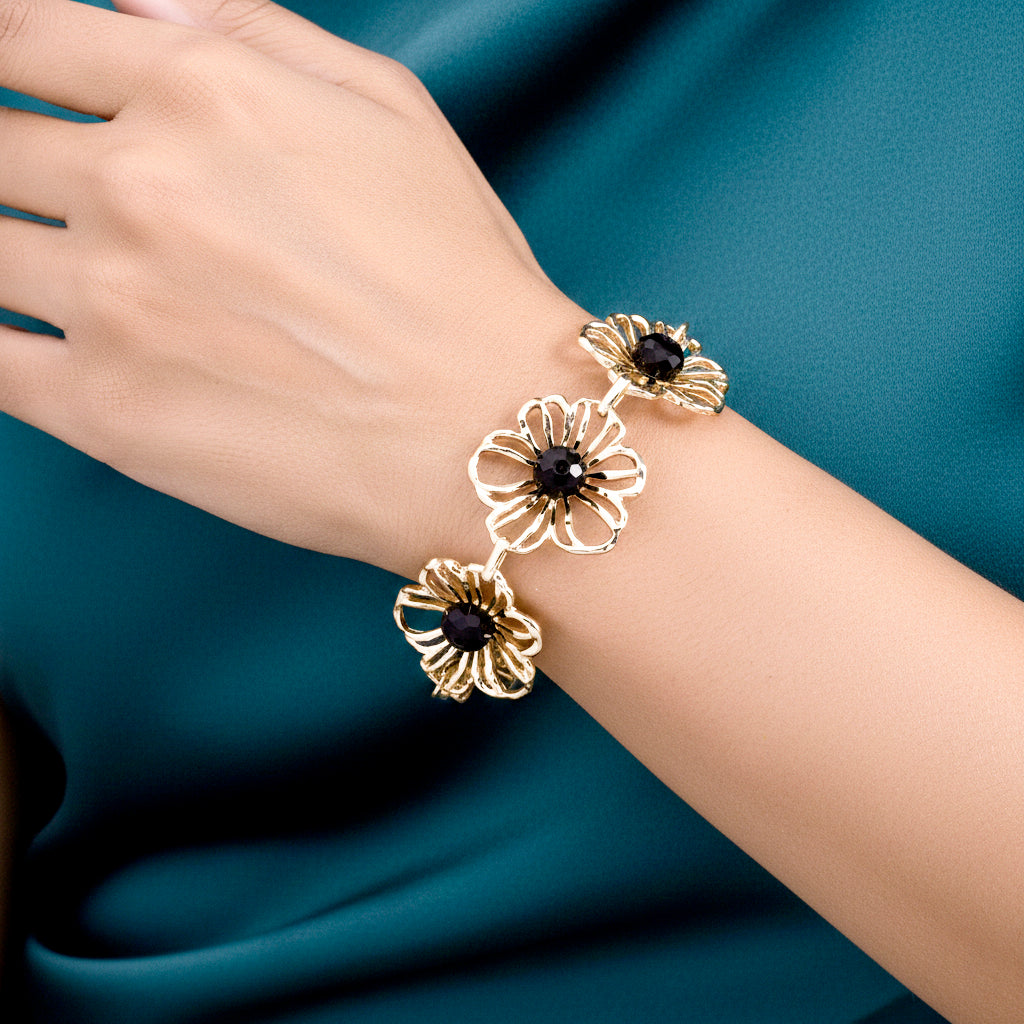 Lila Kristall Armband ca. 19 cm + 5 cm Extender, Gelb