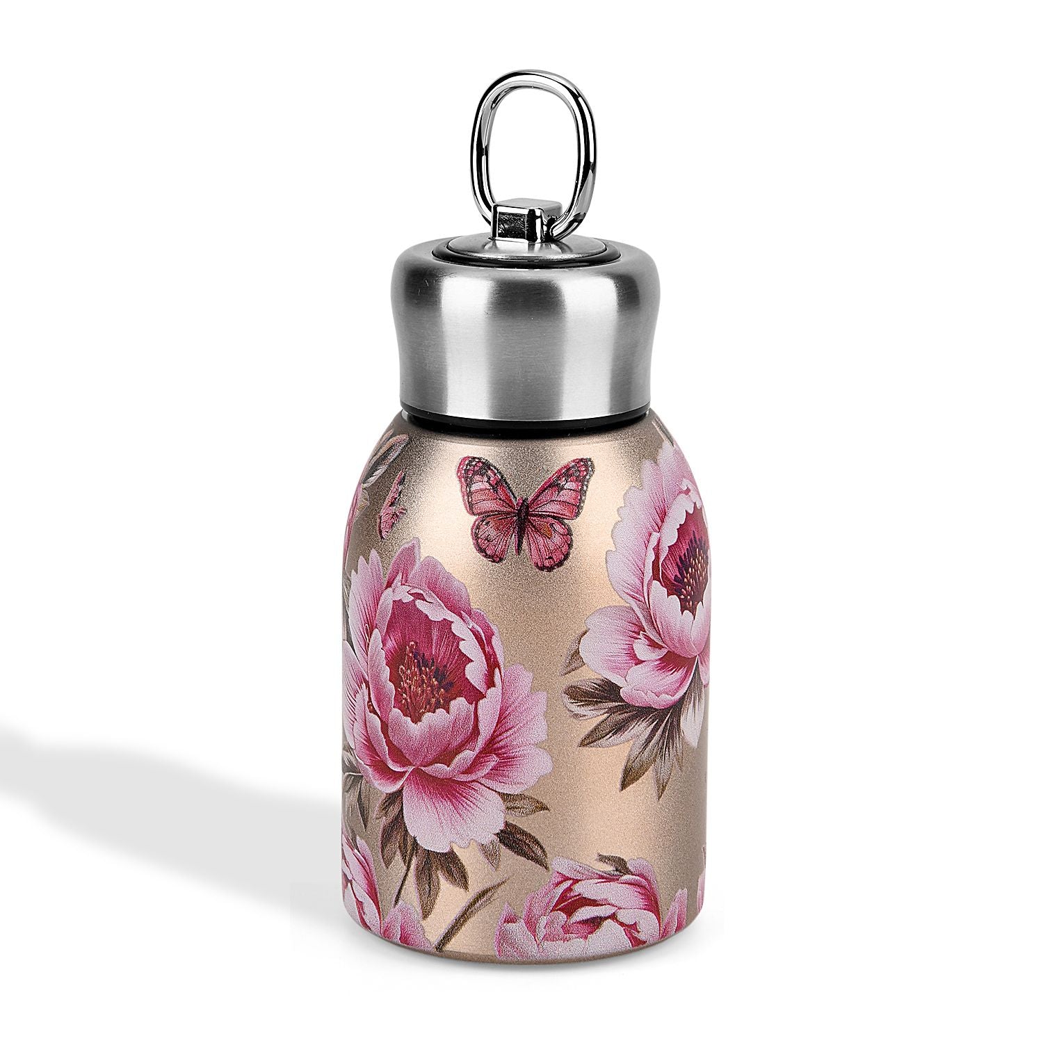LIVMORE Edelstahl Trinkflasche 260 ml ca. 14 cm Rosenblüte Roségold