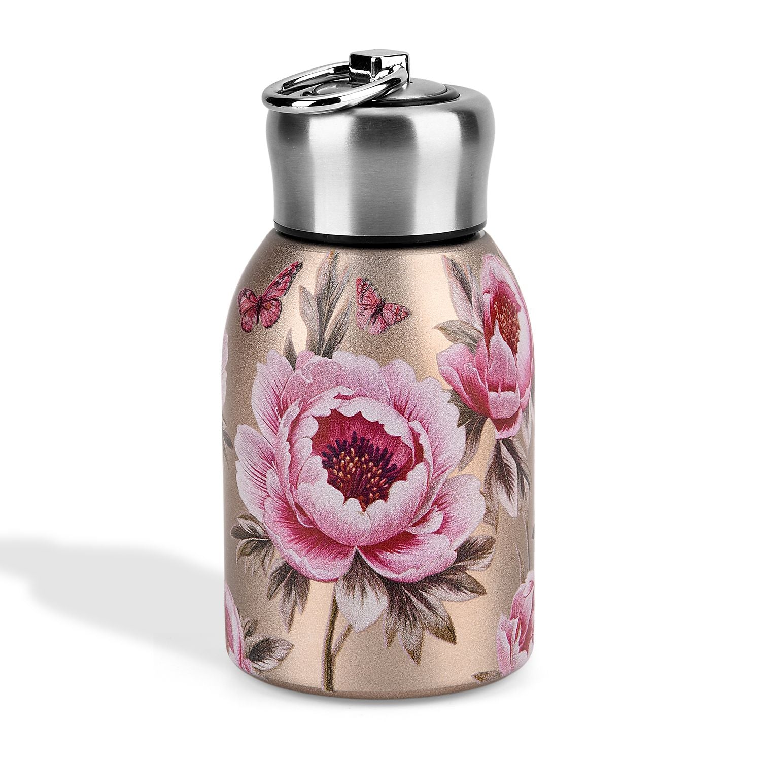 LIVMORE Edelstahl Trinkflasche 260 ml ca. 14 cm Rosenblüte Roségold