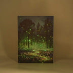 LIVMORE Waldpfad Nacht Motiv LED Wandbild mit Glasfaser Lichteffekt 30 x 40 cm