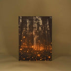 LIVMORE Stadt Skyline Nacht Motiv LED Wandbild mit Glasfaser Lichteffekt 30 x 40 cm
