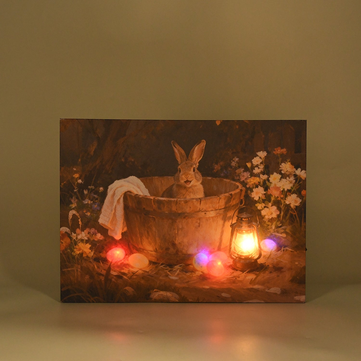 LIVMORE Hasen Motiv LED Wandbild mit Lichteffekt 30 x 40 cm