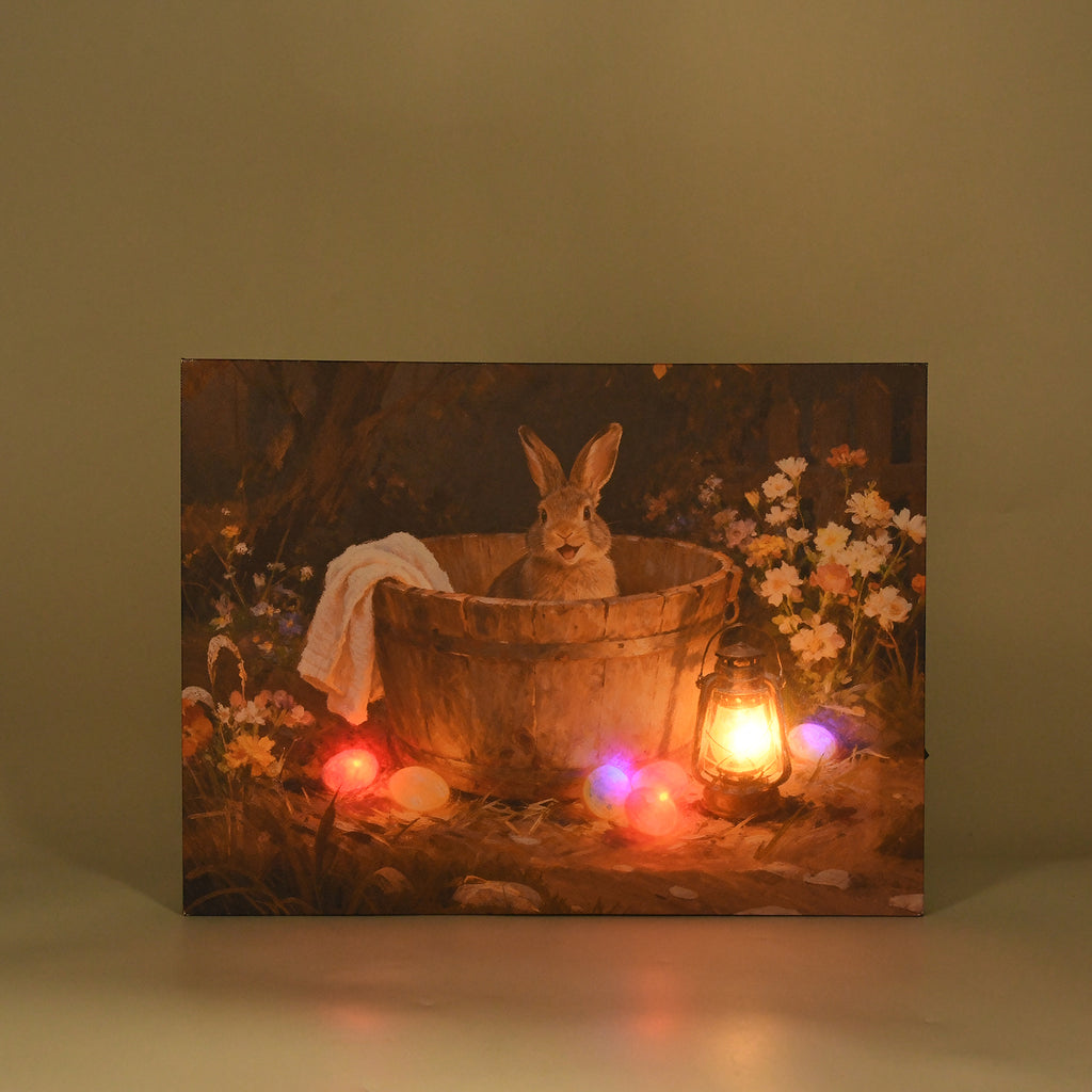 LIVMORE Hasen Motiv LED Wandbild mit Lichteffekt 30 x 40 cm