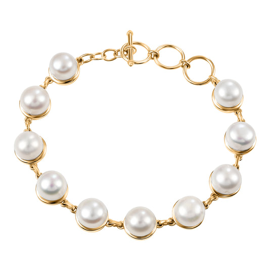 EVER TRUE Pfirsich-Süßwasser Perle (8.5-9 mm) Armband ca. 19 cm Nickelfreies Messing