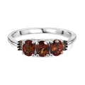 D'Joy AAA Hessonit Granat, Roter Diamant Ring 925 Silber platiniert (Größe 17.00) ca. 1,37 ct