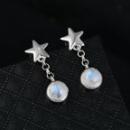 D'Joy AA Meetiyagoda Regenbogen Mondstein Ohrringe 925 Silber platiniert ca. 2.12 ct