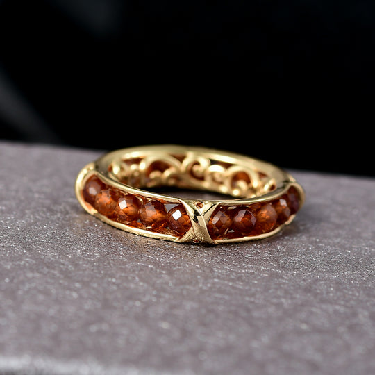 EVER TRUE Hessonit Granat Ring Nickelfreies Messing vergoldet (Größe 19.00) ca. 10.92 ct