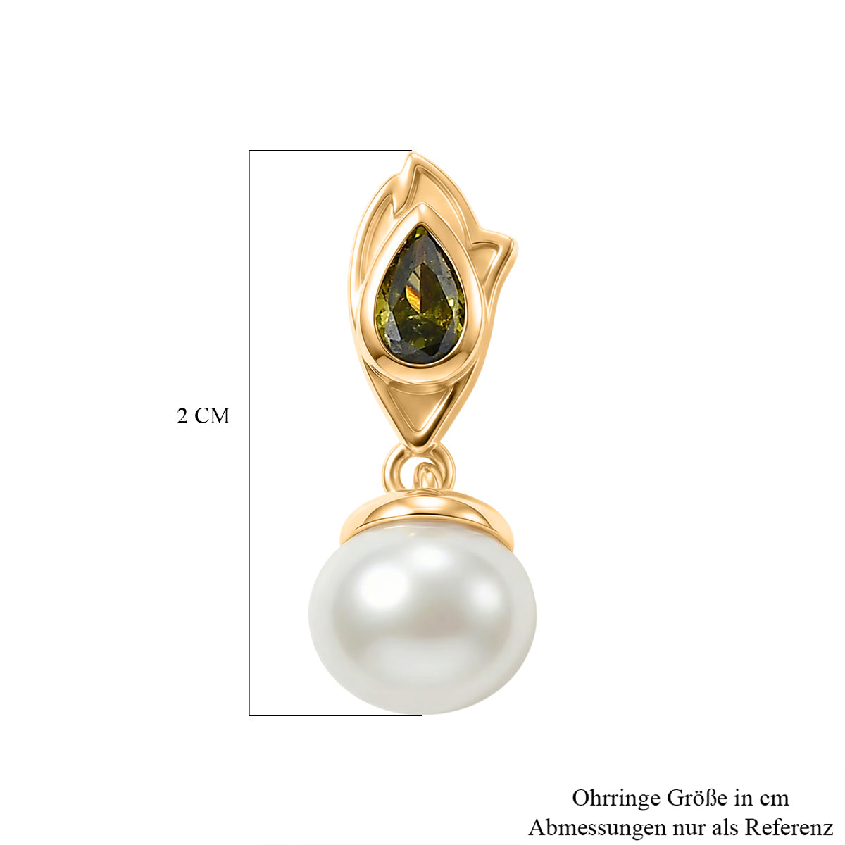 EVER TRUE Süßwasser Perle (7-7.5 mm), Peridot Zirkonia Ohrringe Nickelfreies Messing