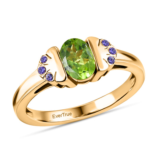 EVER TRUE Peridot, Blauer Zirkonia Ring Nickelfreies Messing (Größe 21.00)