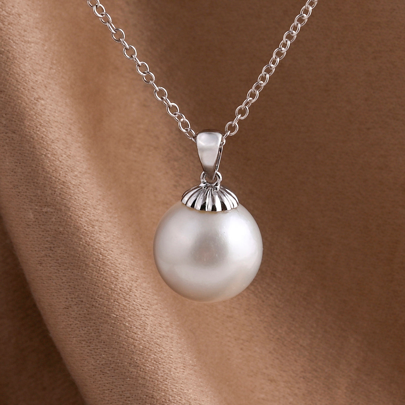 AAA Weiße Südsee Perle (12-13 mm) Anhänger 750 Weiß Gold